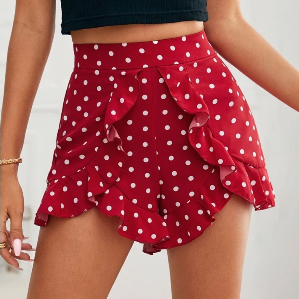 Shein Polka Dot Ruffle high waisted shorts